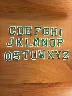 Iron On Patches 22 PCS Green & White Alphabet (SKU: 61MI)